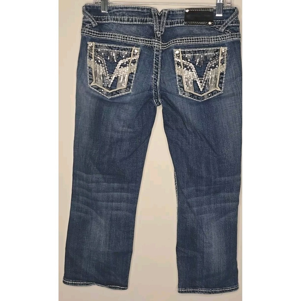 Vigoss Capri Jeans Juniors 7/8 Chelsea Low Rise Stretch‎ Dark Wash Thick Stitch